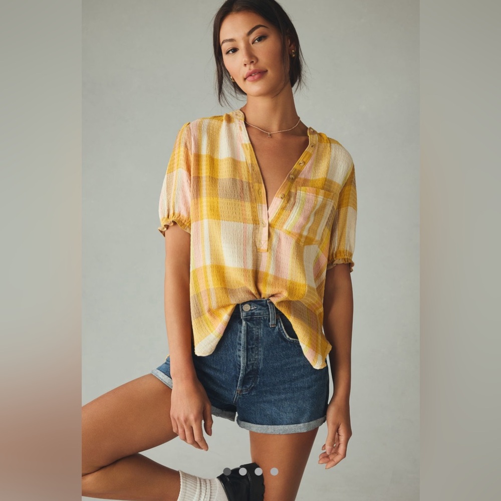 Aly Puff-Sleeve Blouse by Pilcro: Plaid edition